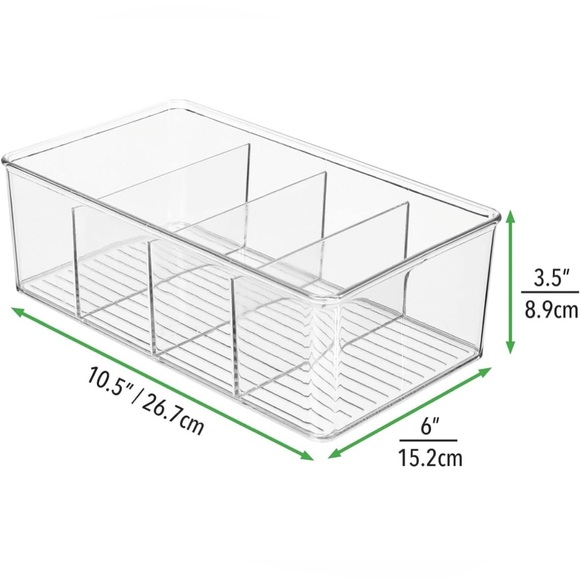 4 Section Divided Clear Bin, (4 pack) - Picture 2 of 3